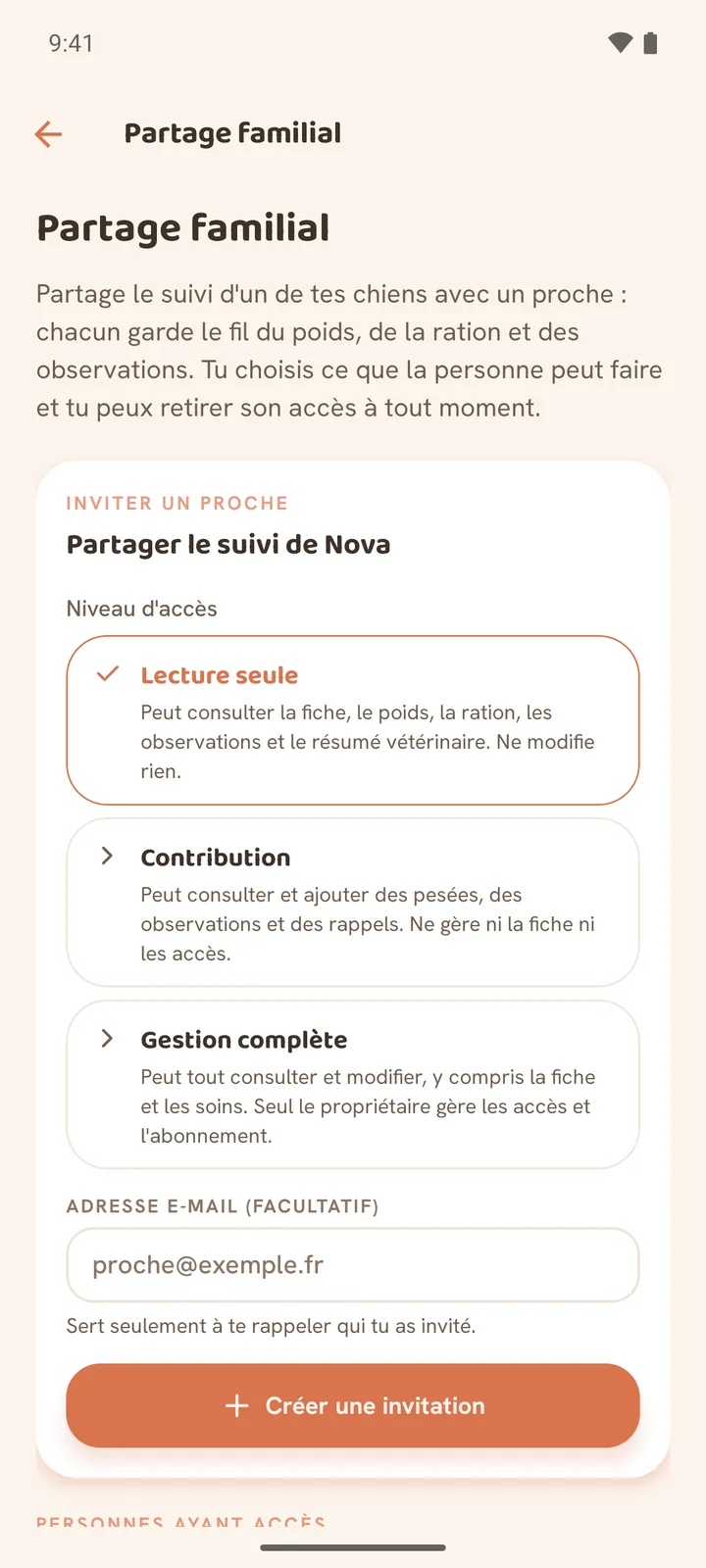 L’écran de partage familial d’Animoa